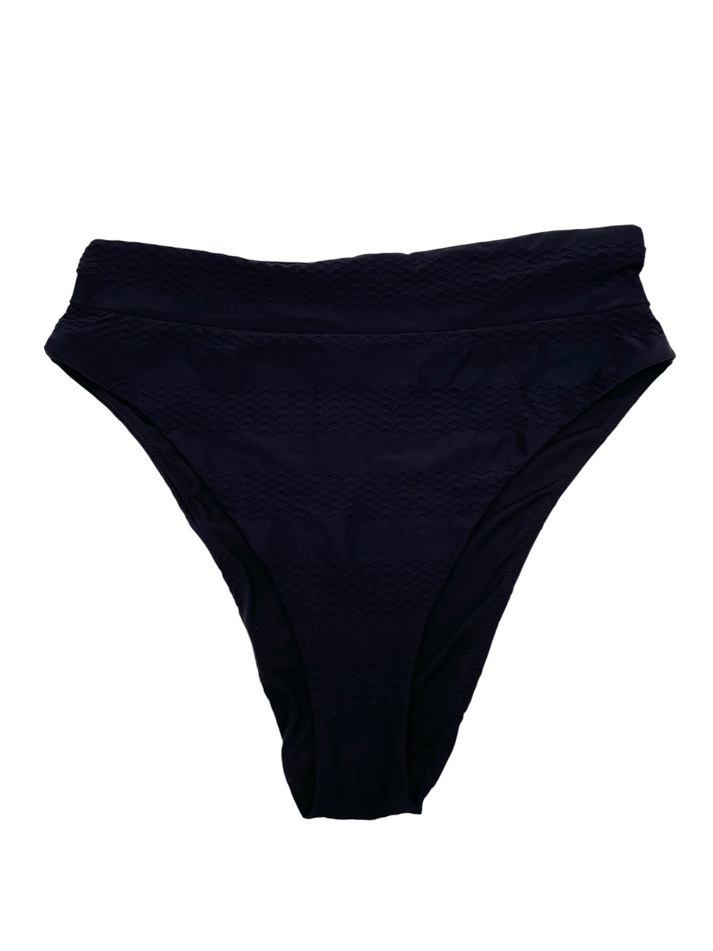 Aerie High Cut Cheeky Bikini Bottoms Size XL Black Wavy Textured Pattern Beachy